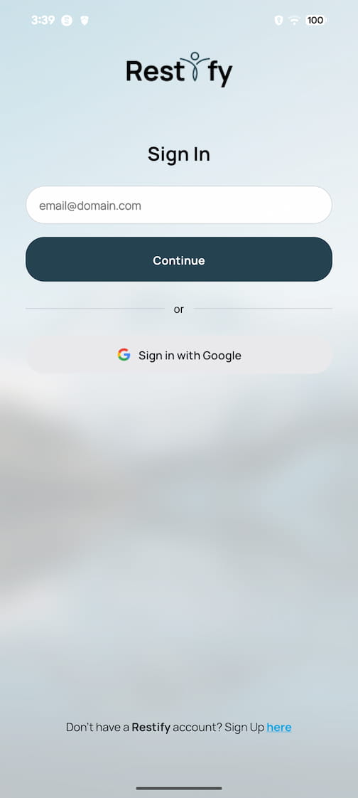 Restifyのログイン画面