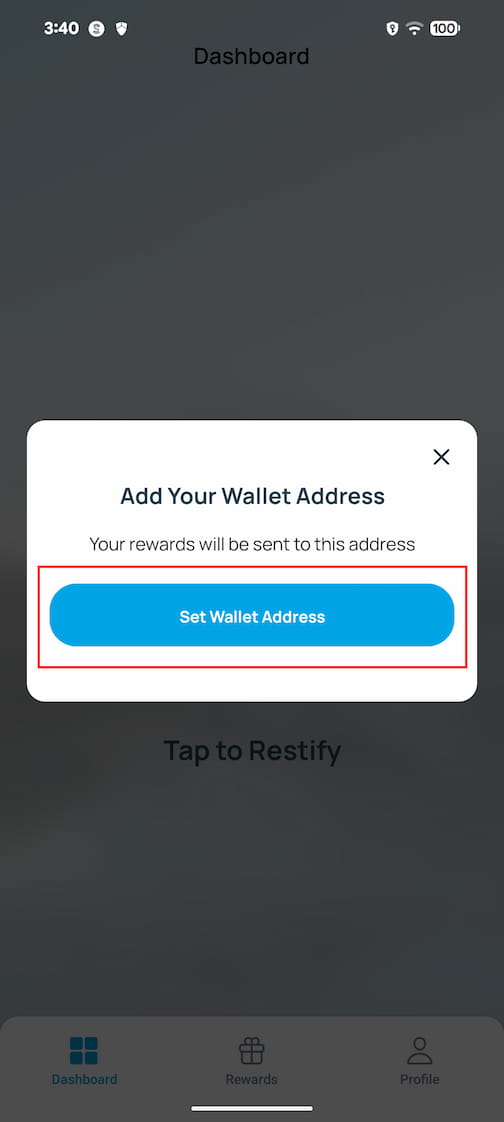 ウォレットアドレスを連携してねと言われます。