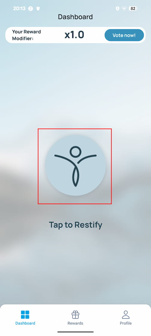 中央のボタンをタップ